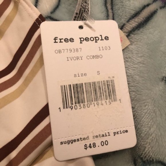 NEW FREE PEOPLE Gidget Sports Bra Ivory Striped - Picture 7 of 8